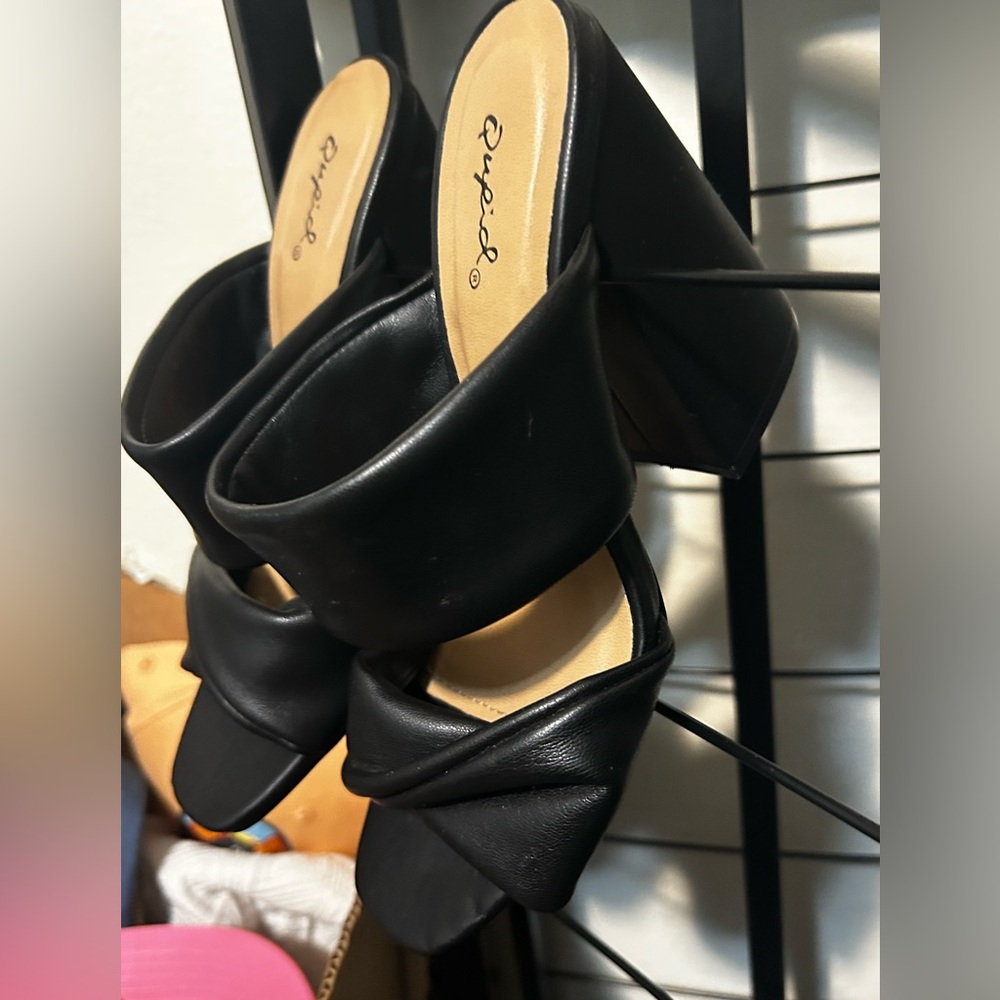Black slip on heel